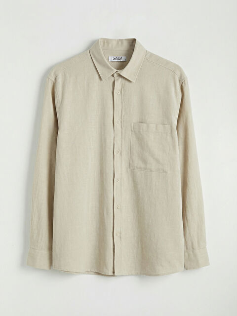 XSIDE Regular Fit Erkek Keten Görünümlü Gömlek - S63626Z8-G6E