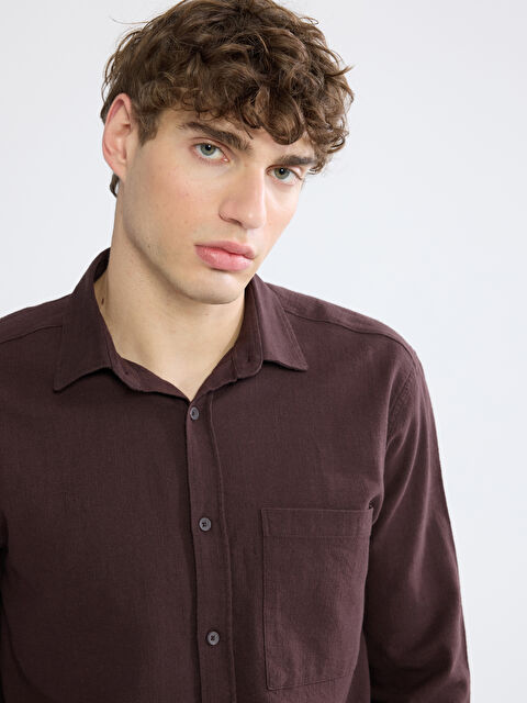 XSIDE Regular Fit Erkek Keten Görünümlü Gömlek - S63626Z8-JR3