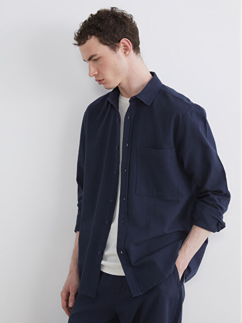 XSIDE Regular Fit Erkek Keten Görünümlü Gömlek - S63626Z8-Z46