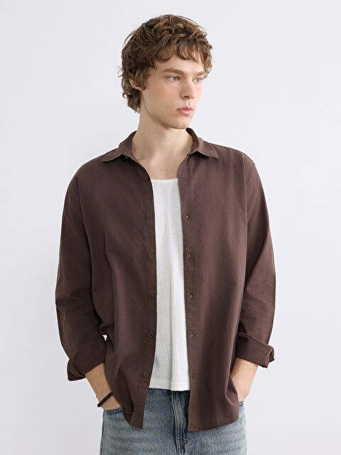 XSIDE Regular Fit Poplin Erkek Gömlek - S63629Z8-HEH