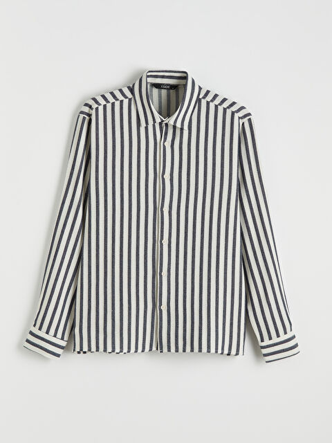 XSIDE Regular Fit Çizgili Armürlü Erkek Gömlek - S63645Z8-LGS