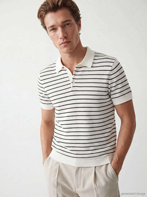 SOUTHBLUE Polo Yaka Çizgili Erkek Triko Kazak - S63660Z8-SZ5