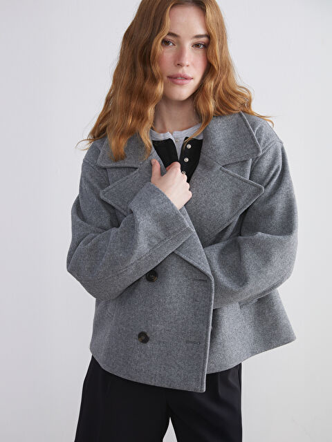 XSIDE ქალი რუხი შალის შერეული ქურთუკი - S63675Z8-LAL