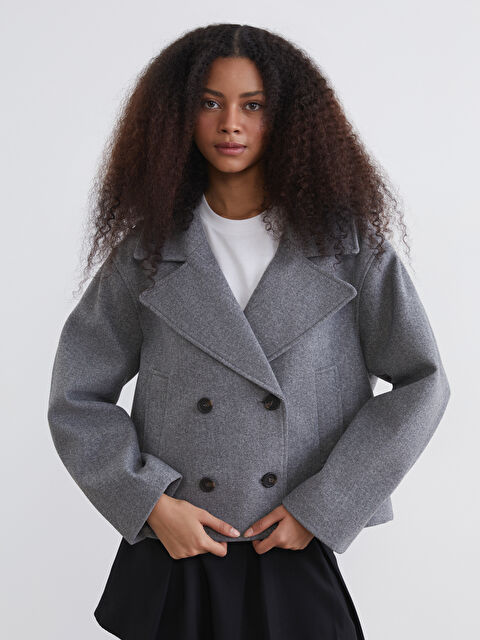 XSIDE Kruvaze Yaka Kadın Kaşe Ceket - S63676Z8-LAL