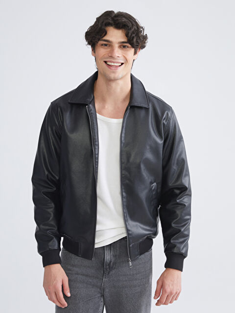 XSIDE Men's Leather-Look Jacket in a Regular Fit - S63697Z8-CVL