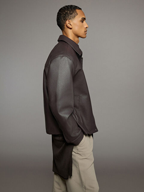 LCW Vision Standart Kalıp Erkek Deri Görünümlü Mont - S63720Z8-JNU