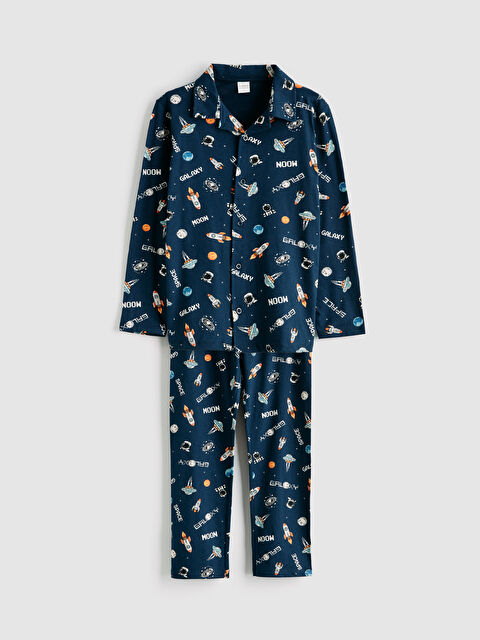 LCW Kids Gömlek Yaka Desenli Erkek Çocuk Pijama Takımı - S63771Z4-LSJ