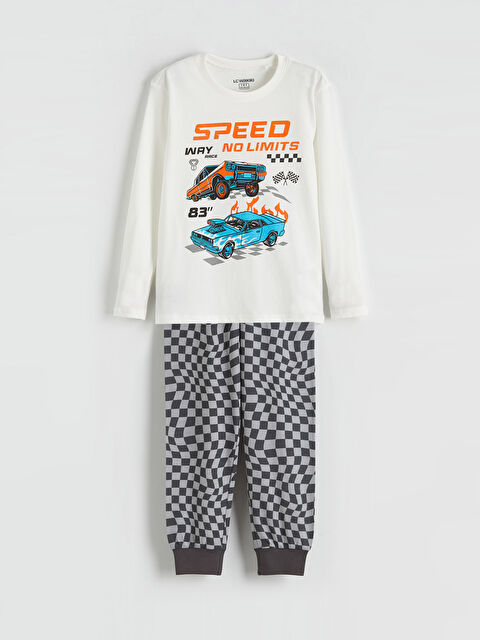 LCW Kids Bisiklet Yaka Baskılı Erkek Çocuk Pijama Takımı - S63800Z4-EEW