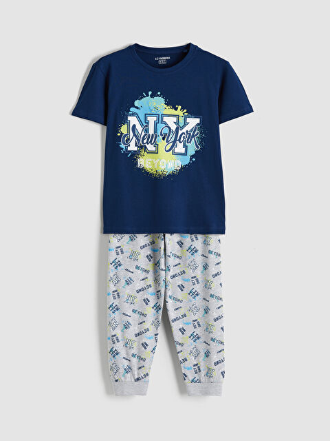 LCW Kids New York Baskılı Erkek Çocuk Pijama Takımı - S63803Z4-JC7