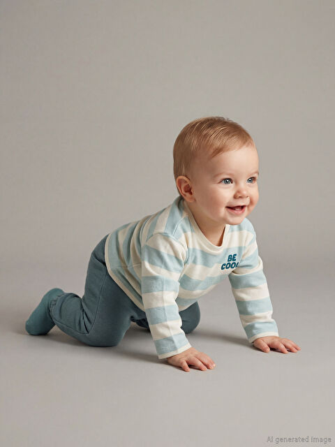 LCW baby Erkek Bebek Çizgili Tişört ve Eşofman Altı - S63904Z1-LFD