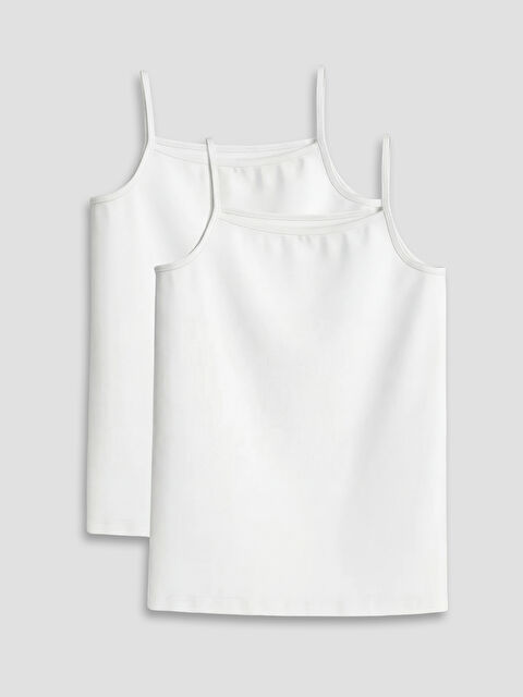 LCW Kids Kare Yaka İp Askılı Kız Çocuk Atlet  2'li
 - S63905Z1-Q6K