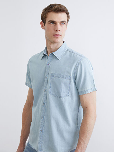 LCW Jeans Regular Fit Short Sleeve Men's Denim Shirt - S64020Z8-311