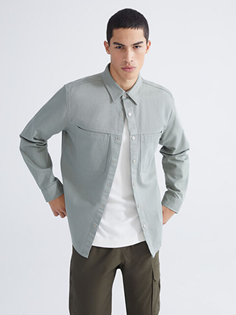 LC WAIKIKI دينيم قميص كاكي رجل - S64035Z8-VG4