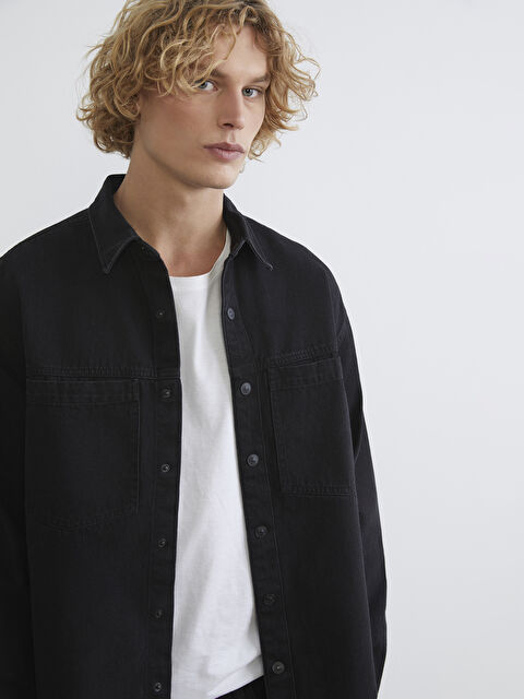 LCW Jeans دينيم قميص أسود رجل - S64039Z8-326