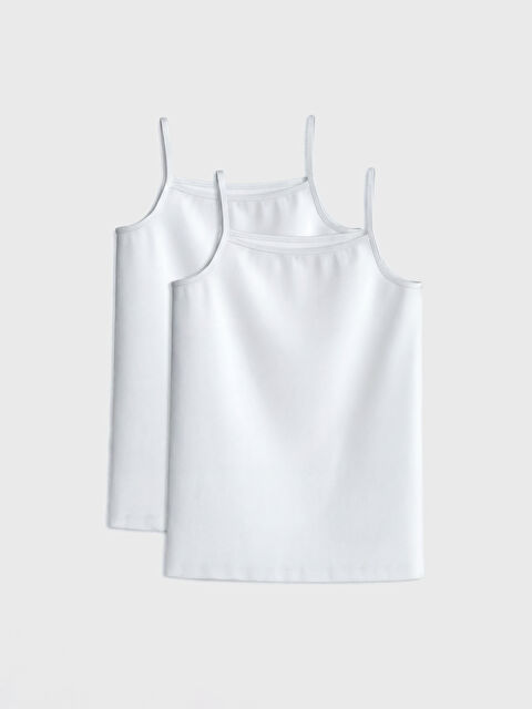 LCW Kids Kare Yaka İp Askılı Kız Çocuk Atlet  2'li
 - S64055Z4-Q6K