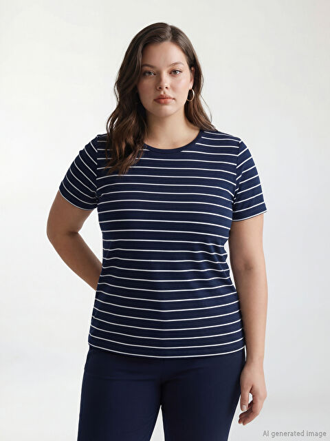 LCW EVERYDAY Crew Neck Striped Women's T-Shirt - S64095Z8-LGS