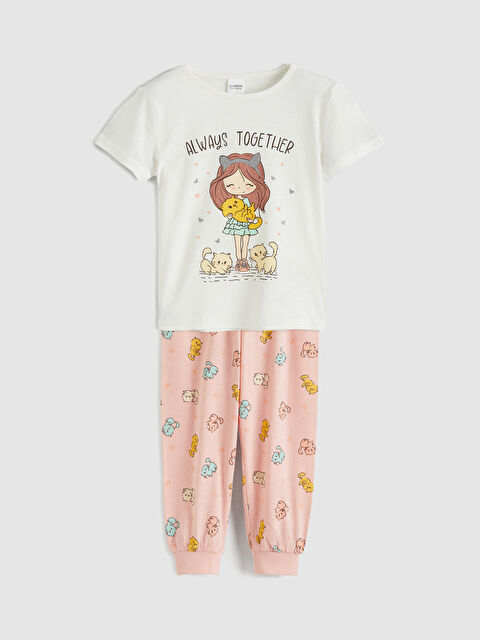 LCW Kids Girls' Short-Sleeve Pajama Set - S64131Z1-FDU