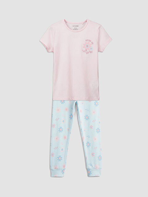 LCW Kids Bisiklet Yaka Baskılı Kız Çocuk Pijama Takım - S64132Z1-FWW