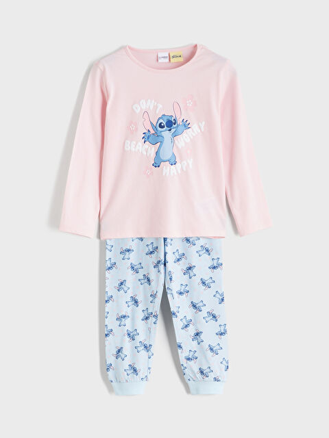 LCW Kids Stitch Baskılı Kız Çocuk Penye Pijama Takımı - S64154Z1-FSA
