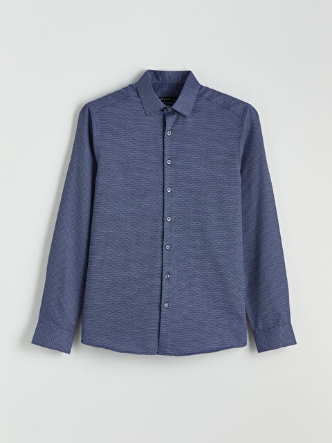 LCWAIKIKI Classic Slim Fit Desenli Armürlü Erkek Gömlek - S64184Z8-CRP