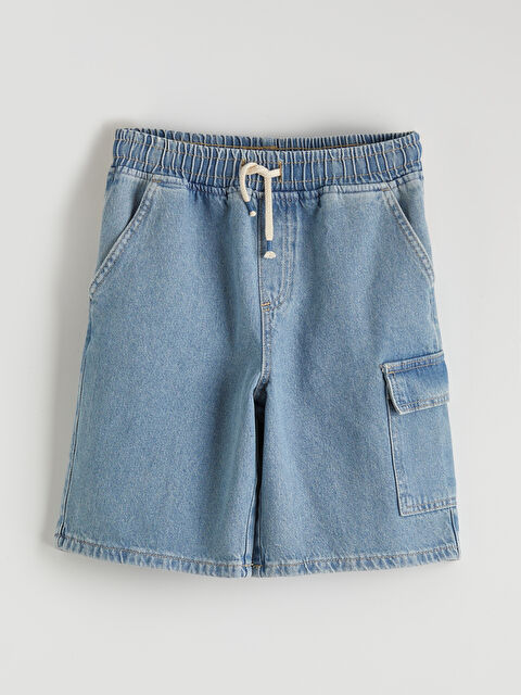 LCW Kids Beli Lastikli Erkek Çocuk Kargo Jean Şort - S64223Z4-311