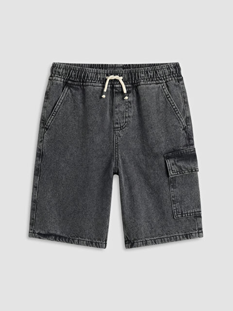 LCW Kids Beli Lastikli Erkek Çocuk Kargo Jean Şort - S64223Z4-M0U