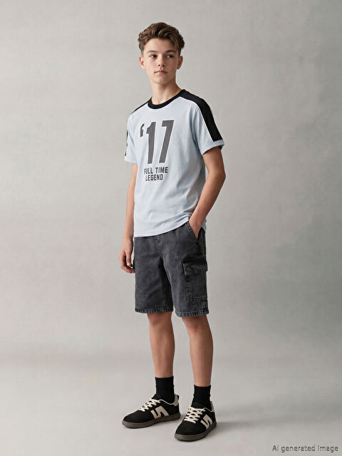 LCW Kids Beli Lastikli Erkek Çocuk Kargo Jean Şort