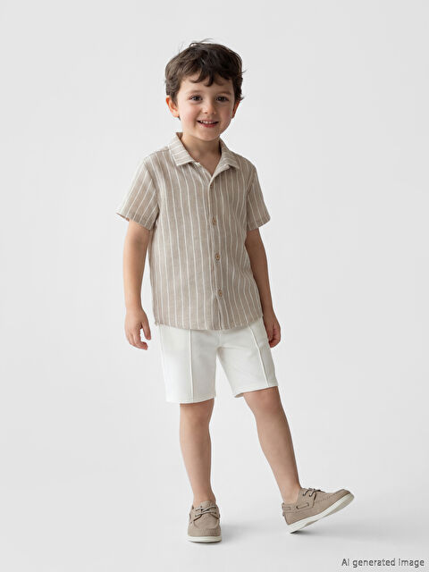 LCW Kids Çizgili Erkek Çocuk Gömlek ve Şort