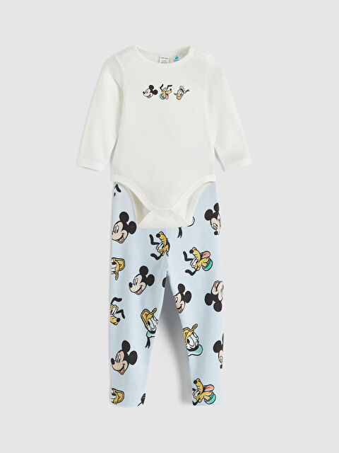 LCW baby Mickey ve Arkadaşları Baskılı Çıtçıtlı Body ve Eşofman Altı - S64340Z1-FDU