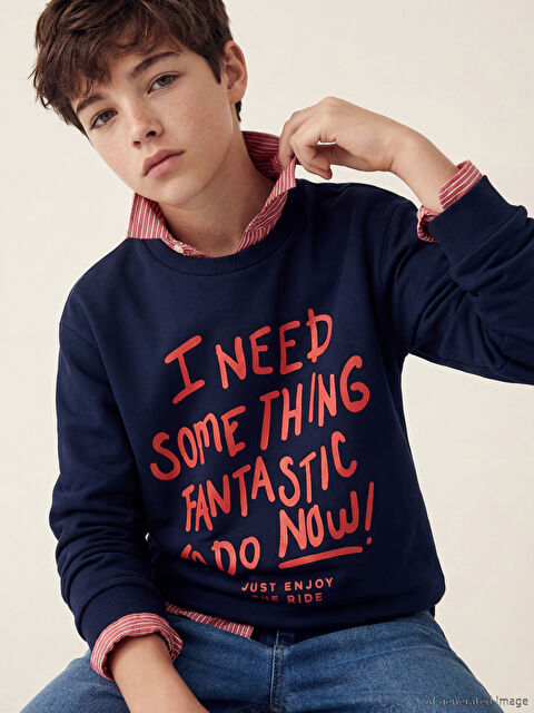 LCW Kids Boy NAVY Sweatshirt - S64373Z4-DWP