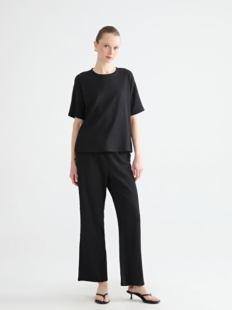 LCW Comfort Textured Women's Trousers with Elastic Waistband - S64397Z8-CVL