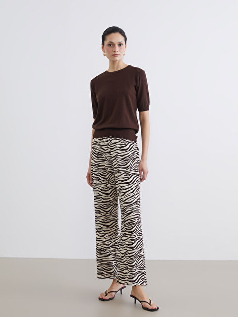 LCW Comfort Pantalon Femme à Imprimé Zèbre avec Taille Élastiquée - S64398Z8-LQY