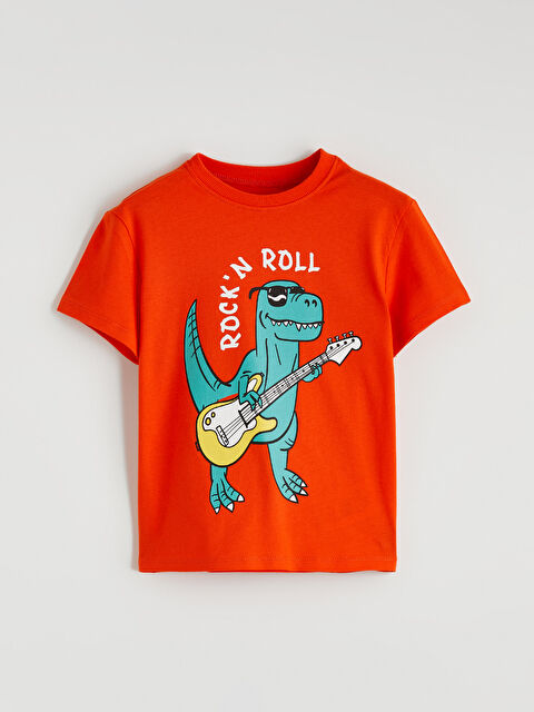 LCW Kids Bisiklet Yaka Baskılı Erkek Çocuk Tişört - S64414Z1-GRM