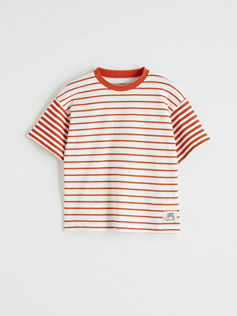 LCW Kids Bisiklet Yaka Çizgili Erkek Çocuk Tişört - S64419Z1-LSP