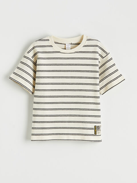 LCW Kids Bisiklet Yaka Çizgili Erkek Çocuk Tişört - S64426Z1-LGS