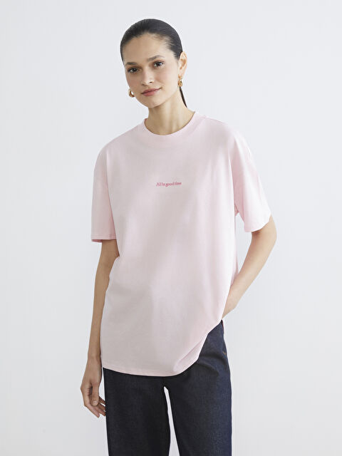 LCW Modest Embroidered Crew Neck Women's T-Shirt - S64455Z8-FXC