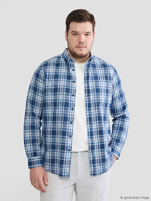 LCWAIKIKI Classic Regular Fit Uzun Kollu Ekose Armürlü Erkek Gömlek