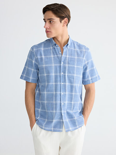 LCWAIKIKI Classic Regular Fit Kareli Erkek Gömlek - S64474Z8-LMR