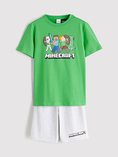 LCW Kids Minecraft Baskılı Erkek Çocuk Şortlu Pijama Takımı - S64547Z4-GBP