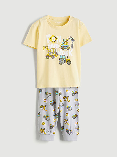 LCW Kids Bisiklet Yaka Baskılı Erkek Çocuk Pijama Takımı - S64559Z1-FTK