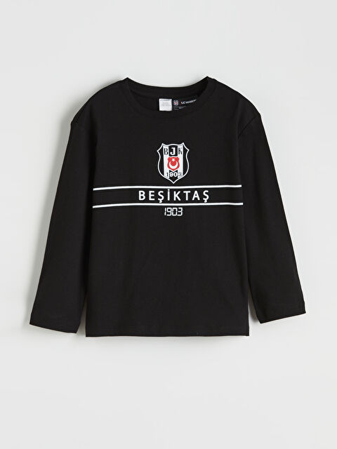 LCW Kids Bisiklet Yaka Beşiktaş Baskılı Erkek Çocuk Pijama Üst - S64609Z1-CVL