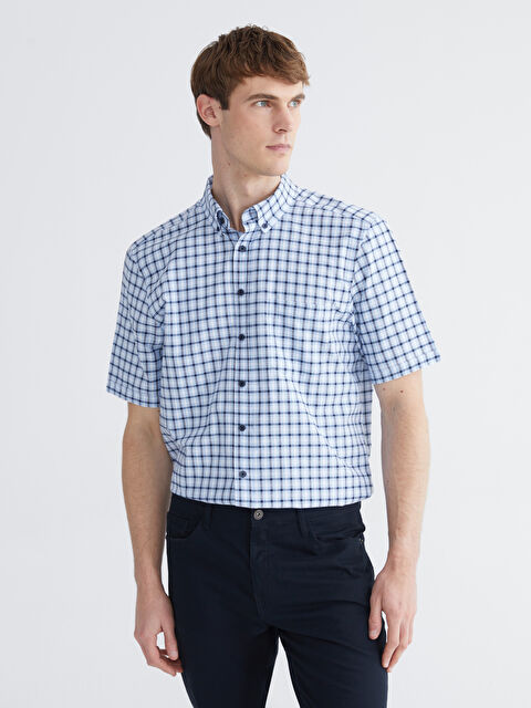 LCWAIKIKI Classic Regular Fit Plaid Oxford Men's Shirt - S64615Z8-LMR