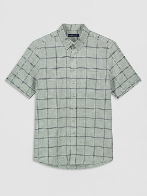 LCWAIKIKI Classic قميص بوبلين بنقشة المربعات بقصة عادية للرجال