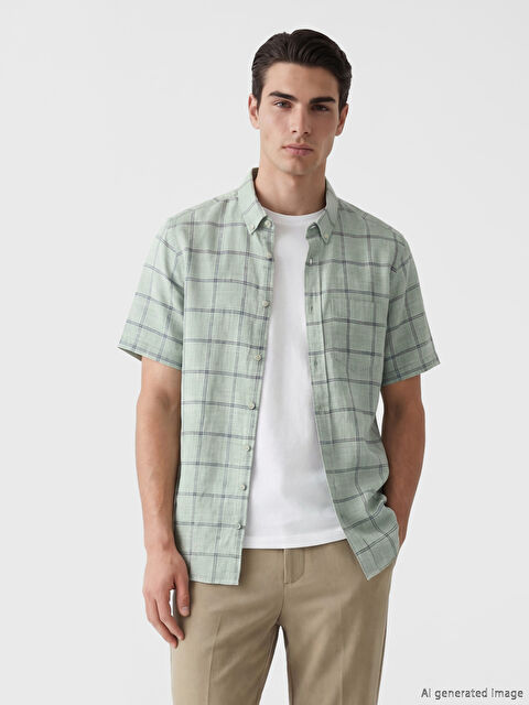 LCWAIKIKI Classic რეგულარული მორგების პლედის პოპლინის მამაკაცის პერანგი