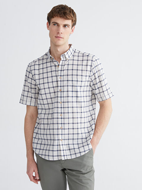 LCWAIKIKI Classic Cămașă bărbătească Regular Fit din poplin cu model în carouri - S64618Z8-LKQ