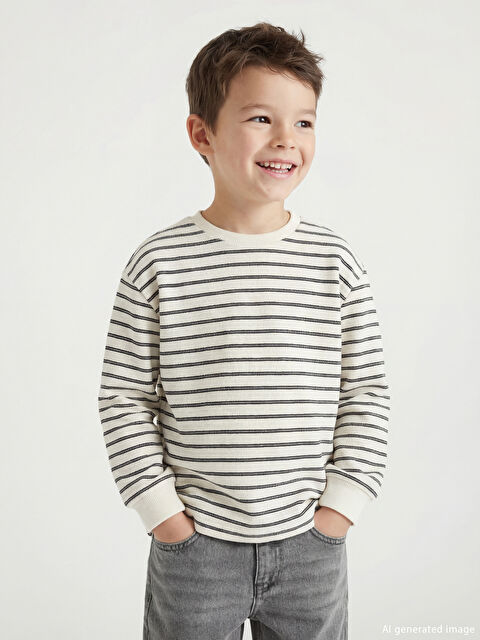 LCW Kids Çizgili Uzun Kollu Erkek Çocuk Tişört - S64636Z1-LEG