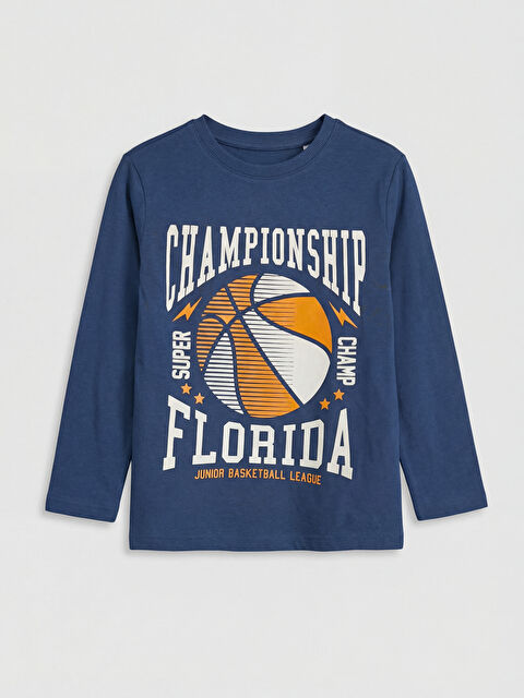 LCW Kids Bisiklet Yaka Florida Baskılı Erkek Çocuk Tişört