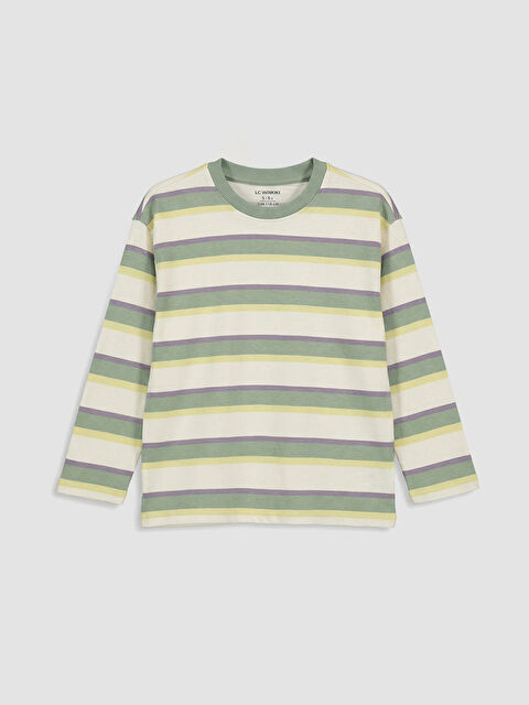 LCW Kids Bisiklet Yaka Çizgili Erkek Çocuk Tişört - S64646Z1-LJB