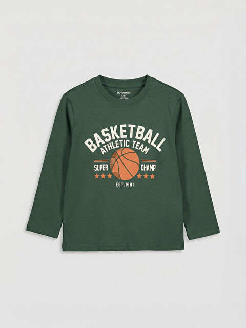 LCW Kids Bisiklet Yaka Baskılı Erkek Çocuk Tişört - S64647Z1-HFB