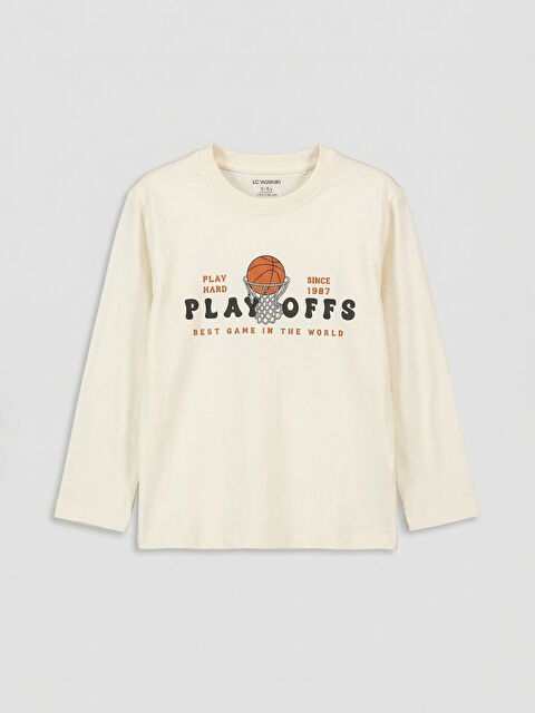 LCW Kids Bisiklet Yaka Baskılı Erkek Çocuk Tişört - S64647Z1-QVK